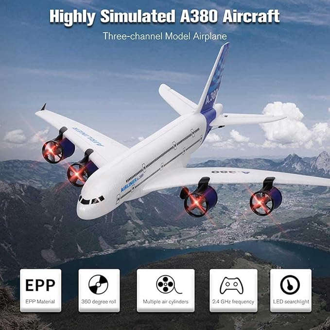 RC Airplane 2.4GHZ Remote Control Airplane Remote Control Passenger Aircraft RC Drone Toy RC Airliner Four Motor RC Plane EPP Drop Resistant RC Aircraft,Flying Lover Toy Gift