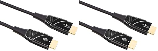 Amazon Basics HDMI Fiber Optic Cable, 18Gbps High-Speed, 4K@60Hz, 2160p, 48-Bit Color, Gold Plated, Slim and Flexible, Audio Return, Ethernet Ready, for Gaming Consoles, 100 ft, Black (Pack of 2)