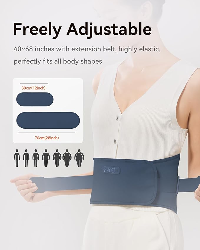 IKEEPFIT Cordless Heating Pad with Massager for Back Pain Relief: MAXwarm® 4.0, Portable Heated Back Brace with Lumbar Support for Sciatica, Large 8000mAh Battery, for Women Men 70"