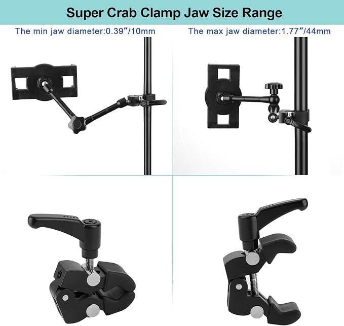 Mippko iPad Holder for Microphone Stand/Mic Music Stand,Tablet Mount Compatible with 4.7~12.9" / Nexus/LG G Pads/e-Reader/Switch/iPhone,360° Adjustable 10" Long Aluminum Alloy Arm