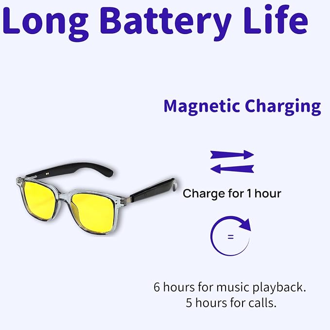 Smart Bluetooth Glasses, Sunglasses with UV and Blue Light Protection, AI Real-time Translation with 140 Languages, Touch Control, Music & Call for Athletic/Outdoor, Unisex (Yellow)
