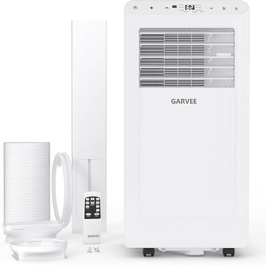 8000 BTU Portable Air Conditioner, Cools Up to 350 Sq.ft. Quiet AC Unit with Remote, 3-in-1 Dehumidifier Fan Sleep Mode 24H Timer, Easy Install Window Kit, for Home,White+White Panel