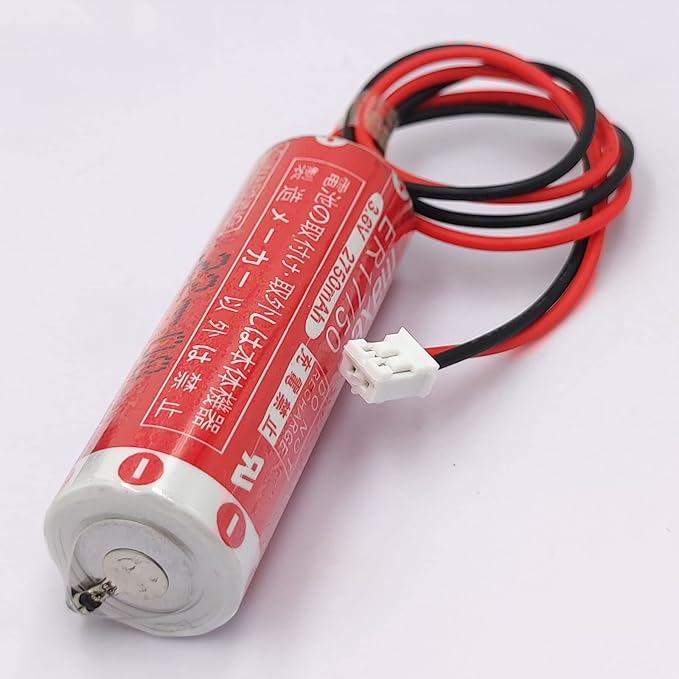 2-Pack ER17/50 ER17500V 3.6V 2750mAh AA PLC Battery with Plug for Yamaha Robot RCX340 Lithium Battery KAS-M53G0-11 KCA-M53G0-10