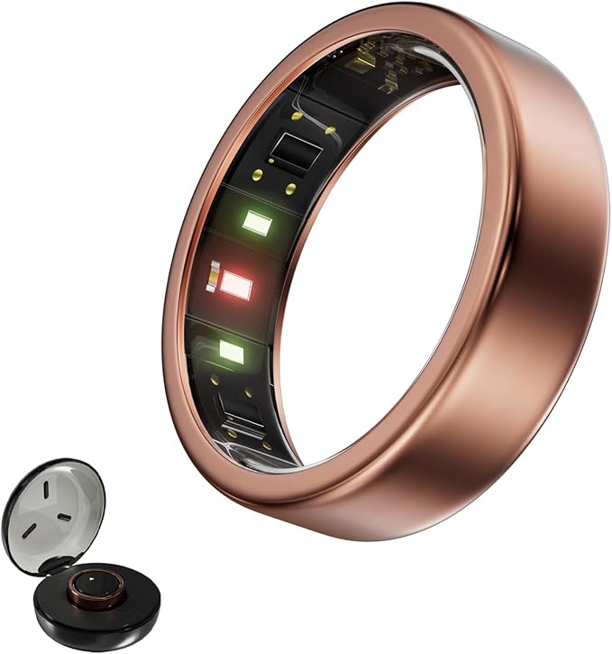 Titanium Smart Ring for Women & Men, Ultra-Light Sleep Tracker with Heart Rate & SpO2 Monitoring, No Subscription, Comfortable for Everyday Wear (Rose Gold 9)