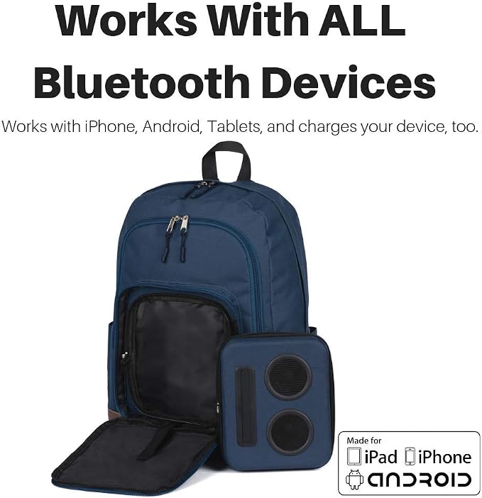 Super Real Bluetooth Speaker Backpack With 20-Watt Speakers & Subwoofer for Parties/Festivals/Beach. Works with iPhone & Android (Blue)