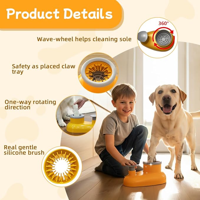 Mechanical Dog Paw Cleaner-Manually Driven Spinning-Cup Washer for All Breeds (Medium-Large)