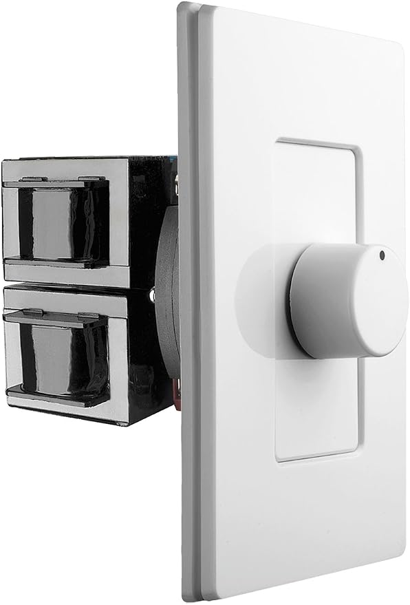OSD Audio 100W Sleek, Modern, Minimalist Design in Wall Volume Control, Rotary Knob White Impedance Matching SLK100