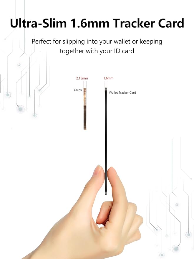 Wallet Tracker Card Work with Apple Find My, Ultra-Slim Rechargeable Tracking Card Credit Card Tracker for Wallet, Luggage, Passport (for iOS, 1 Pack)