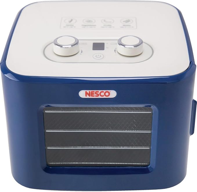 NESCO FD‑41B Snackmaster Food Dehydrator for Easy Home Snacks, Simple Blue Countertop Dehydrator with 4 Trays