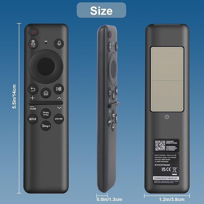 Rechargeable Voice Remote for Samsung Smart TV Remote, BN59-01432A Remote Replacement for Samsung OLED Neo QLED Crystal UHD Frame Solar 4K 8K Smart TVs VG-TM2360E