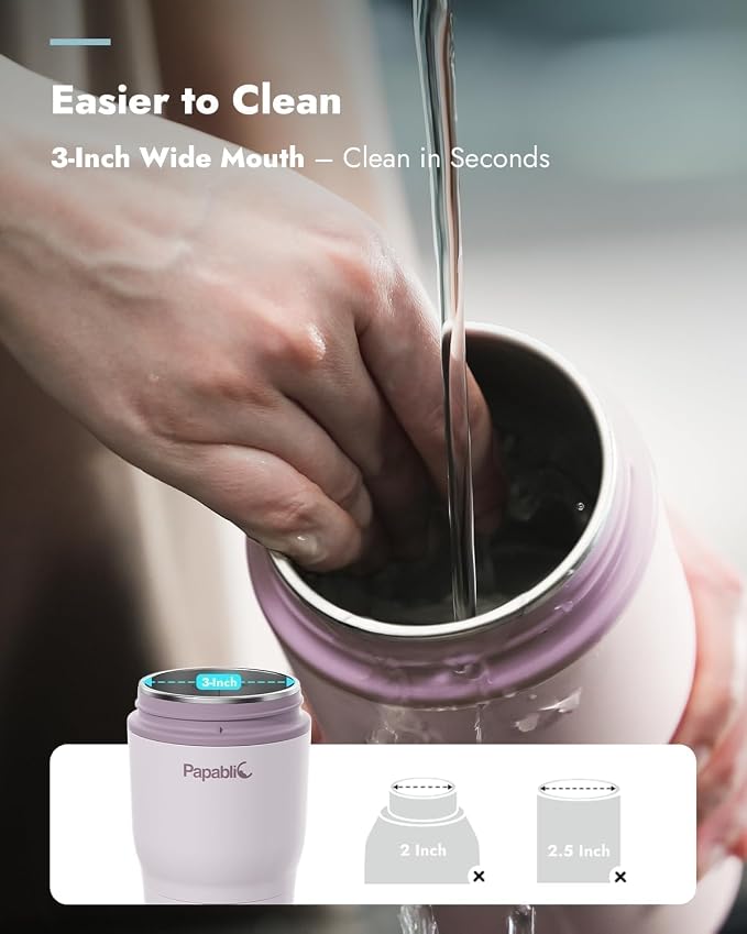Papablic Portable Bottle Warmer, 85W Fast Baby Bottle Warmer for Travel & Home, Heats Breastmilk & Formula & Water, 4 Temperature Settings, Wide Mouth, Fits Car Cup Holder (Purple)