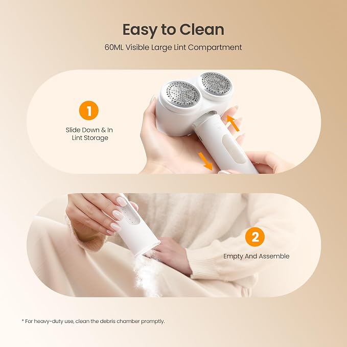 Mosthink Fabric Shaver, 2-in-1 Electric Lint Remover & Build-in Lint Brush, Large Fuzz Remover for Clothes Couch Furniture (White, 2600mAh)