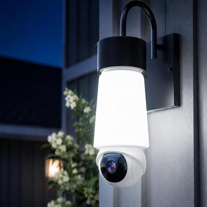 Light Bulb Security Camera, Smart AI Cam 2K HD Outdoor Lightbulb Camera, 5G&2.4G WiFi PTZ Camera, 1000-Lumen LED, Color Night Vision, 911 Emergency Calling, Motion Dection (1Pack)