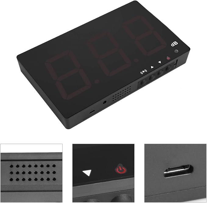 30-130dB Digital Sound Level Meter, Noise Decibel Meter with 9.6in LCD Screen, Wall Mounted USB Powered Noise Tester with Alarm Function, for Measuring Noise