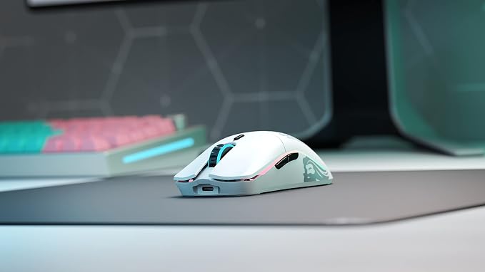 GLORIOUS Model O Wireless Gaming Mouse - Superlight, 69g Honeycomb Design, RGB, Ambidextrous, Lag Free 2.4GHz Wireless, Up to 71 Hours Battery - Matte White