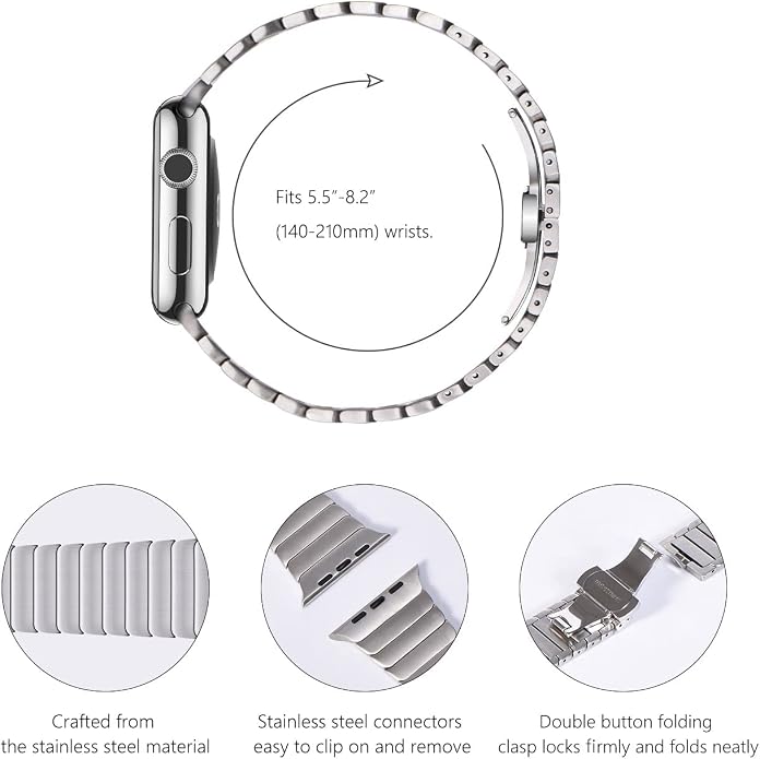 NewWays Titanium & Stainless Steel Link Bracelet for Apple Watch Band Ultra 3 2 1 Band 49mm Series11 10 46mm 42mm 45mm 44mm 41mm 40mm 38mm Series 3-11