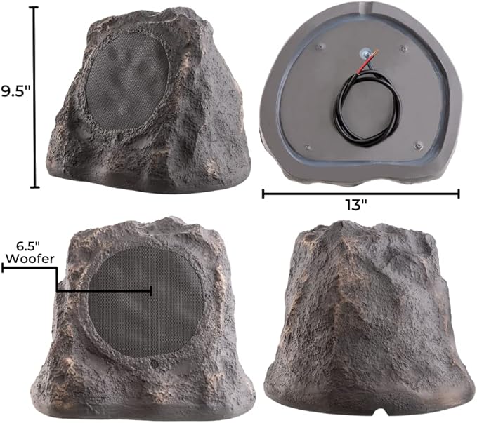 OSD Audio 6.5" Slate High Fidelity Outdoor Rock Speaker 150W Weather Resistant Passive Stereo Pair RS670