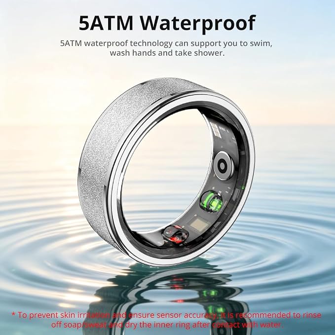 COLMI R10 Smart Ring, Smart Health Ring for Women, Features Heart Rate, Blood Oxygen, Sleep Monitoring, Pedometer, and Fitness Tracker, No Subscription Fee. (Silver, 8#)