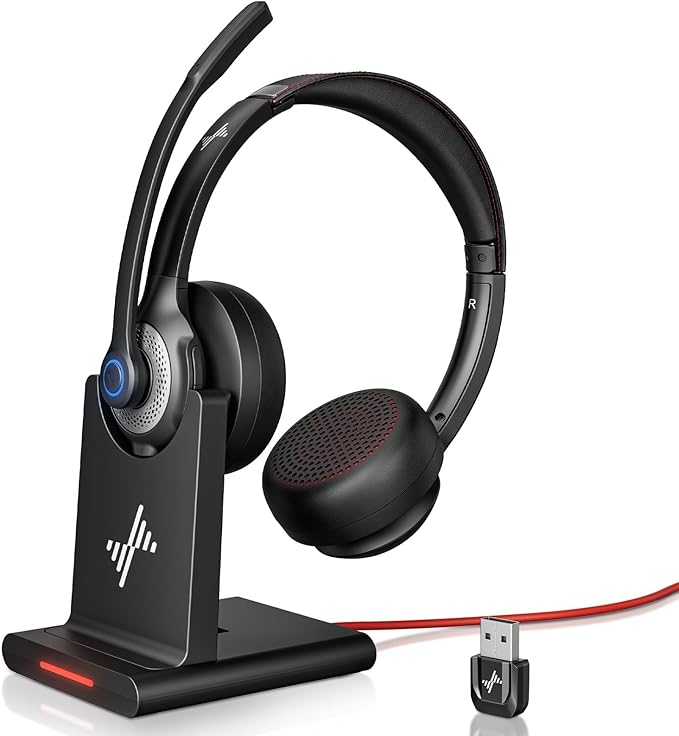 Bluetooth Wireless Headset with Mic for Work, Bluetooth 5.2, Advanced Noise Reduction Microphone, Clear Calls - Comfortable On-Ear Headphones, Applicable to PC, Laptop, Phone, Android, Zoom, Office