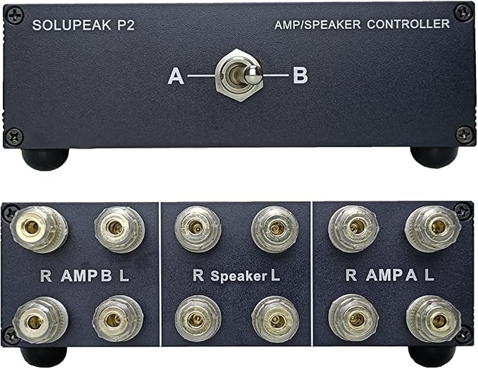 P2 2(1)-IN-1(2)-OUT Amp Amplifier Speaker Switcher Selector Switch Splitter 2-way loudspeaker control combiner box