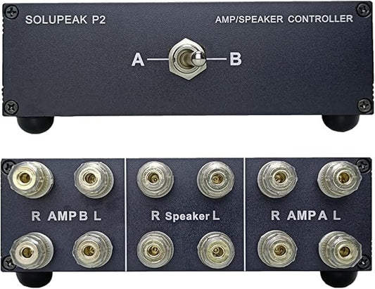 P2 2(1)-IN-1(2)-OUT Amp Amplifier Speaker Switcher Selector Switch Splitter 2-way loudspeaker control combiner box
