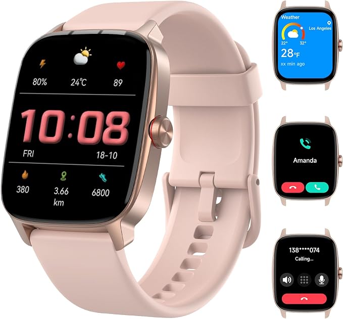Smart Watches for Women Men with Bluetooth Call & AI Voice, 1.85" HD Fitness Tracker with Heart Rate SpO2 Sleep Monitor, 100+ Sports Modes,Mini Games, IP68 Waterproof Smartwatch for Android iOS Phones