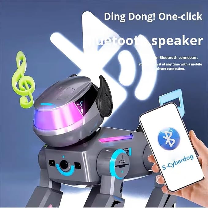 InventoBots Interactive Touch Remote Control Robot Dog Toy, Programmable AI Smart Robotic Puppy, Educational STEM Toy for Kids Ages 3-10 (Black & Grey)