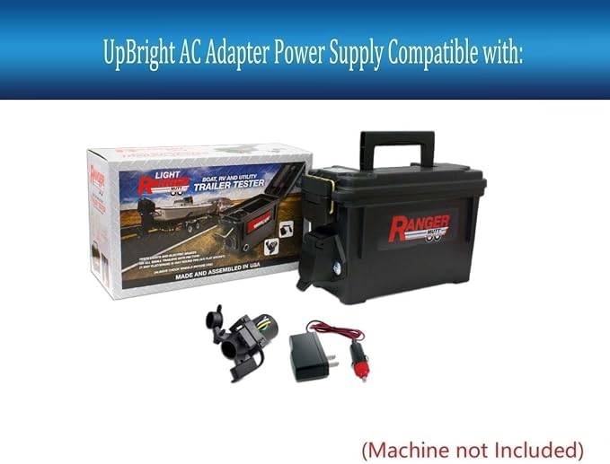 UpBright 12V Lighter Plug AC/DC Adapter Compatible with Innovative #9101 9102 Light Ranger MUTT Mobile Universal Trailer Tester CHR0001 TNS 30W-120050-2 Fotexco CL-1250 0.5A Power Cord Battery Charger