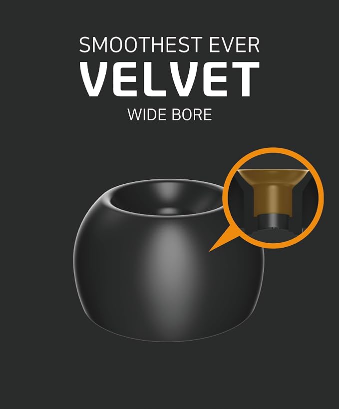 ELOIT Velvet Wide Bore Silicone Eartips for 4-6mm Nozzle, Replaceable IEM Earbud Tips with Enhanced Sound Quality and Comfort (Full Size(5 Pairs))