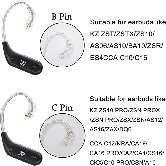KZ ZST Bluetooth IEM 5.4 Module IEM Bluetooth Adaper Wireless 2pin 0.78MM for KZ ZSTX/AS10,Moondrop CHU II/Aria/Blessing