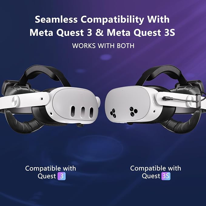 Saqico 10000mAh Dual Magnetic Battery Head Strap Compatible with Meta Oculus Quest 2/3/3S, Cool RGB Battery Pack & Easy to Replace Extend VR Playtime-Premium Comfort & Adjustable, Reduce Facial Stress