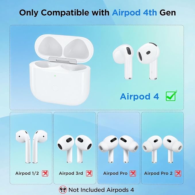 Wireless Charging Case Compatible with AirPods 4th Gen, AirPods 4 Generation Charger Cases Replacement with USB-C Port & Bluetooth Pairing Sync Button