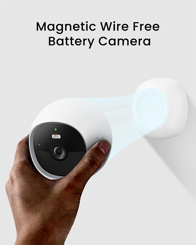 youkey S320 Magnetic Wire-Free Camera 2.5K QHD Security Camera with Dual Band WiFi 6, Built-in 8GB Storage, Color Night Vision, AI Human Pet Detection, IP65, No Monthly Fees