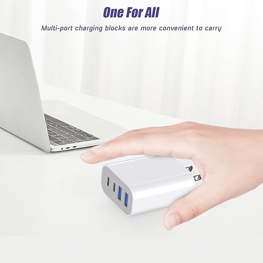 USB Fast Charging Block, 4-Port 40W Charge Adapter for iPhone Dual USB C Charger, Multiport Type C Fast Charger for iPhone 17/17 Air/16e/16 Pro/16 Pro Max/15/14/13/12,iPad Pro/iPad Air, iPad mini,iPad