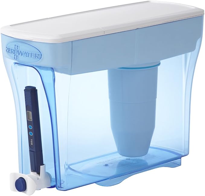 Silonn Ice Maker Countertop & ZeroWater 23-Cup 5-Stage Water Filter Dispenser 0 TDS for Improved Tap Water Taste - IAPMO Certified to Reduce Lead, Chromium, and PFOA/PFOS