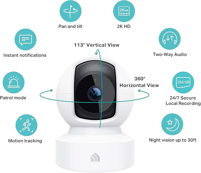Kasa Smart 2K QHD Security Camera Pan/Tilt, Starlight Sensor & Light Switch HS200P3, Pack of 1, White & 3 Way Switch HS210 KIT, Needs Neutral Wire, 2.4GHz Wi-Fi Light Switch, 2 Count (Pack of 1)
