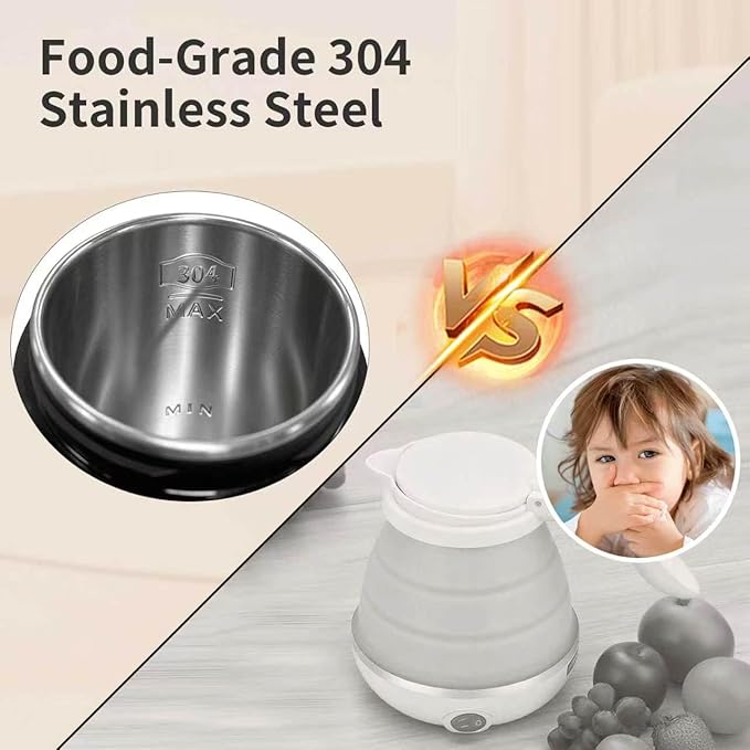 Travel Electric Kettle Small, Smart Water Bottle with 4 temperature control, 450 mL Portable Self Heating Kettle with Leak-Proof for Dormitories, Offices, Business Travel Hotels, 120V