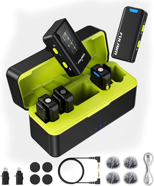 FULAIM X6 Pro Wireless Lavalier Microphones with 4 Transmitter with Charging Case for iPhone, iPad, Android, Camera, Lapel Mic with 48KHz 24Bit, Noise Cancellation for Video Recording, Vlog