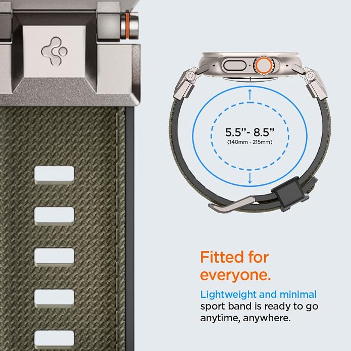 Spigen DuraPro Armor Durable Metal Connector Strap Designed for Apple Watch Band Compatible with Ultra 2/1 49mm, Series 10 46mm, 9/8/7 45mm, SE2/SE/6/5/4 44mm, 3/2/1 42mm
