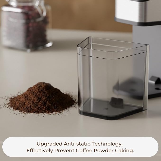 Burr Coffee Grinder with 60 Settings, Electric Conical Bean Grinder with Touch Screen & Anti-Static Technology for Espresso to French Press, 1-60s Timer & 1-8 Cup Dosing, Stainless Steel, Black