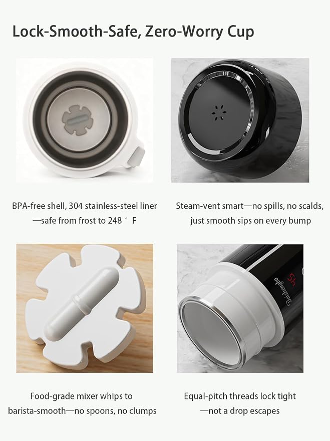 Car Electric Kettle | LED Car Coffee Maker | 12V/24V Car Kettle | 14.2 oz Auto Stir | | IPX7, BPA-Free, Keep-warm 104-194°F, 20-min Boil | Fahrenheit (°F) Display