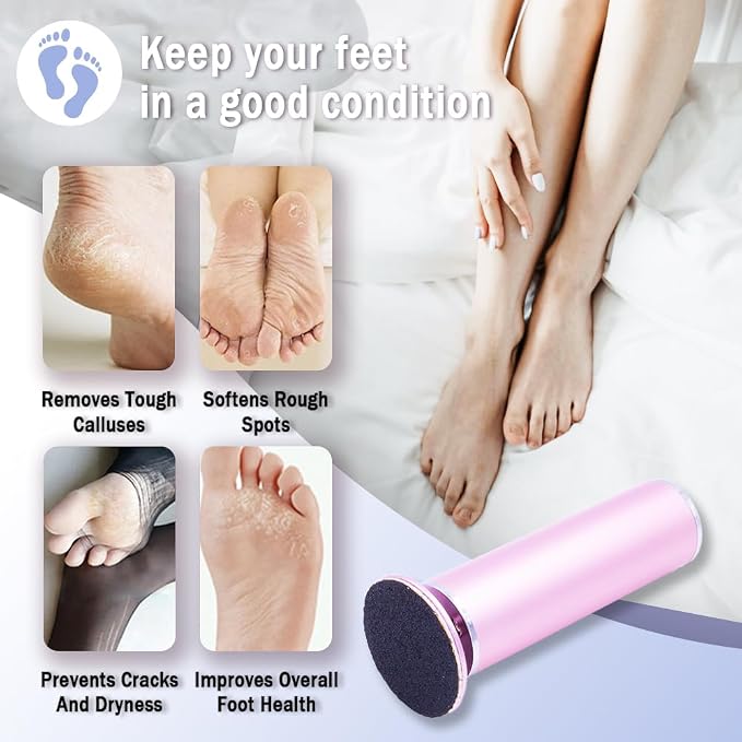 Dr.Pedi Electric Callus Remover for Feet Speed Adjustable Electric Foot File with 60pcs Replacement Sandpaper Discs Pro Pedicure Foot Filer Dead Dry Hard Skin Calluses Foot Grinder Pink