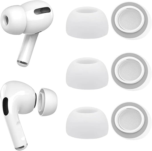 Memory Foam Ear Tips for AirPods Pro and AirPods Pro 2 Silicone Shield，Secure, Comfortable, Replacement Tip, Better Noise Cancellation, 3 Pairs Replacement Tips (Grey, Small)