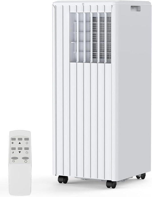 Portable Air Conditioner with 8,000 BTU Cooling Power – 3 Modes (Cool, Dehumidify, Fan) for Rooms Up to 350 Sq.Ft, Includes Remote, 24H Timer & Easy-Install Window Kit