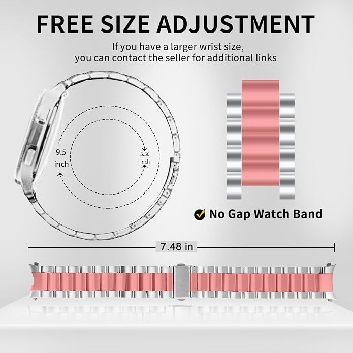 GOLDTOLUCK No Gap Stainless Steel Band Compatible with Samsung Galaxy Watch 8 7 6 5 4 Classic FE Pro Ultra 40mm 44mm 46mm 43mm 47mm 45mm 42mm Replacement Men Women Milanese Metal Elegant Casual