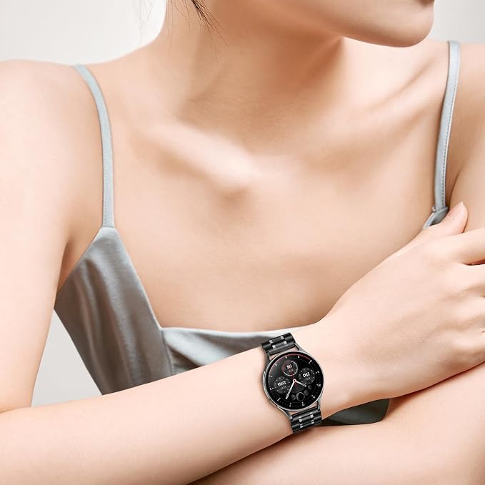SUPLINK Compatible with Samsung Galaxy Watch 7 6 5 4 Band 44mm 40mm/5 Pro 45mm/Galaxy Watch 6 4 Classic Bands 43mm 47mm 46mm 42mm/Active Women,20mm Stainless Steel Metal Replacement Strap Black