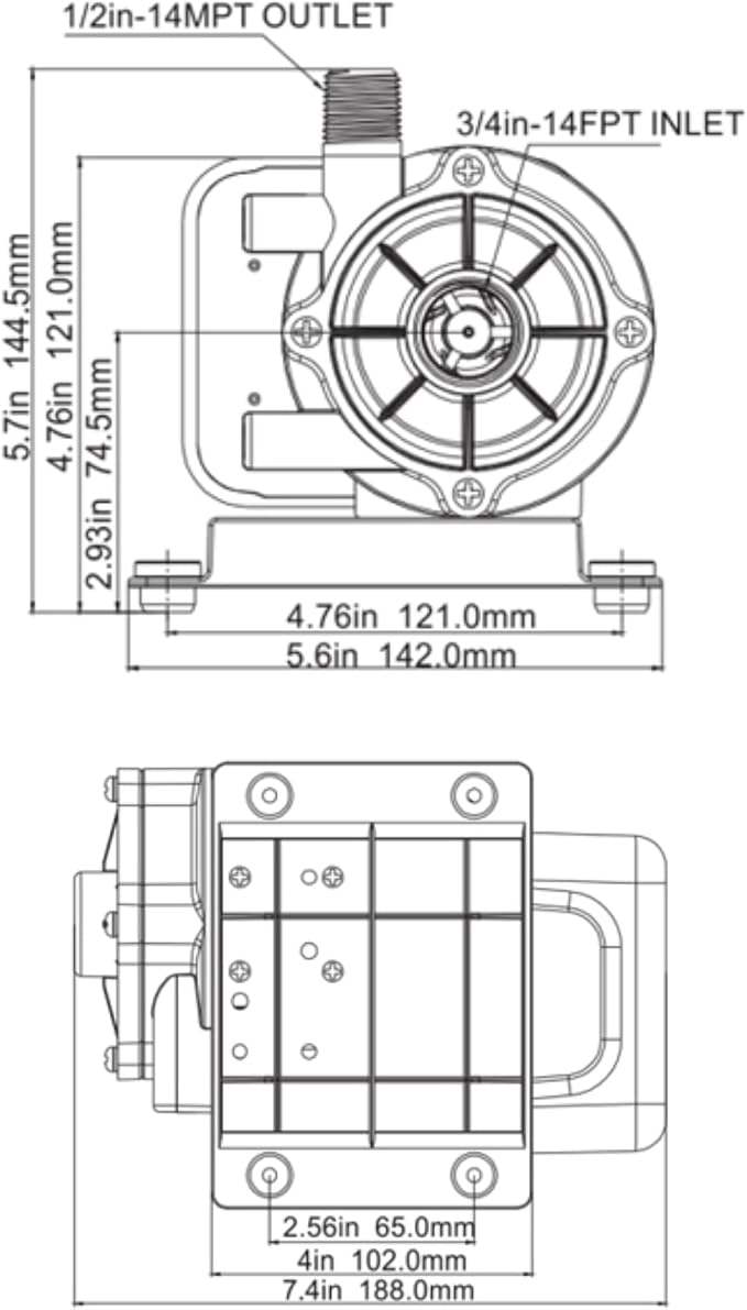 SEAFLO 500 GPH Air Conditioning 230V Marine AC, 8.5 GPM Magnetic Drive Circulation for Systems up to 16,000 BTU, 19 ft Head, Continuous Duty HVAC, 4-Year Warranty