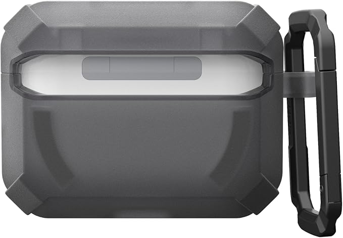 URBAN ARMOR GEAR UAG Designed for AirPods Pro 3rd Gen Case, Rugged Military Grade Drop Proof Protective Cover with Detachable Carabiner Clip & Secure Lip Closure, Plasma Smoke/Lava