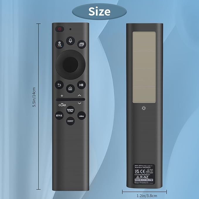 Rechargeable Solar Remote Replacement for Samsung Smart TV, Solarcell, USB-C/Type C Fast Charging, Voice&BT, Compatbile with Samsung Remote Control for Smart TV 2025-2018