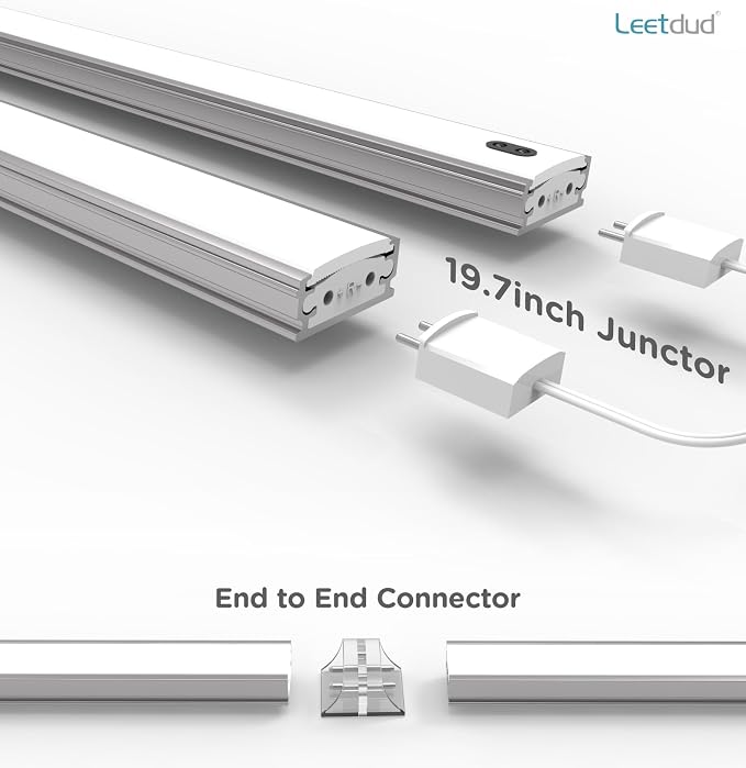 Leetdud Hand Wave Under Cabinet LED Lighting Plug in, 16 Inch 4-Pcs Dimmable Linkable Ultra Thin Aluminum Alloy Housing, 4000K Natural White Motion Sensor Counter Lights for Kitchen, Shelf, Cupboard